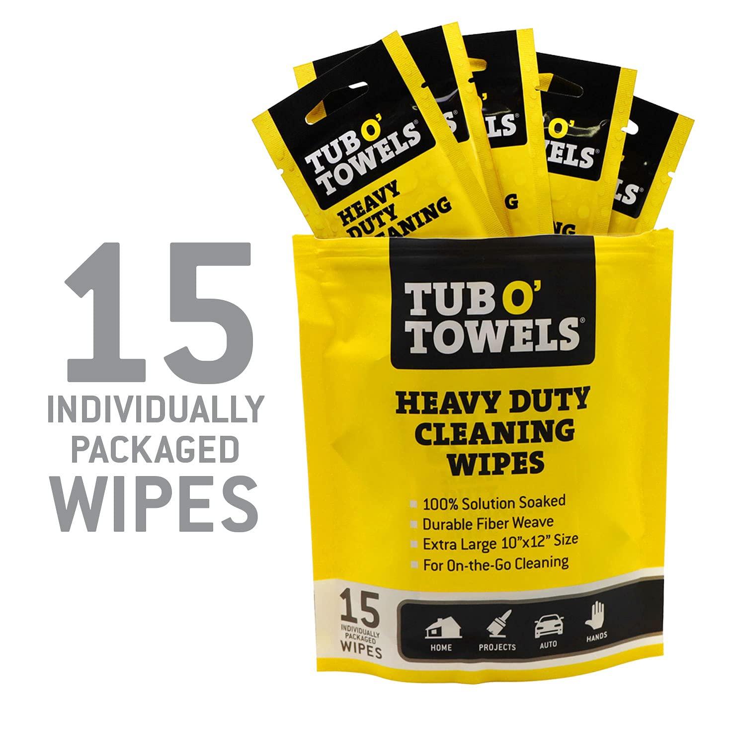 image:imageTub O Towels 15Pack Individually Wrapped Heavy Duty 10 x 12 Cleaning Wipes15 Individual 10 x 12 Wipes
