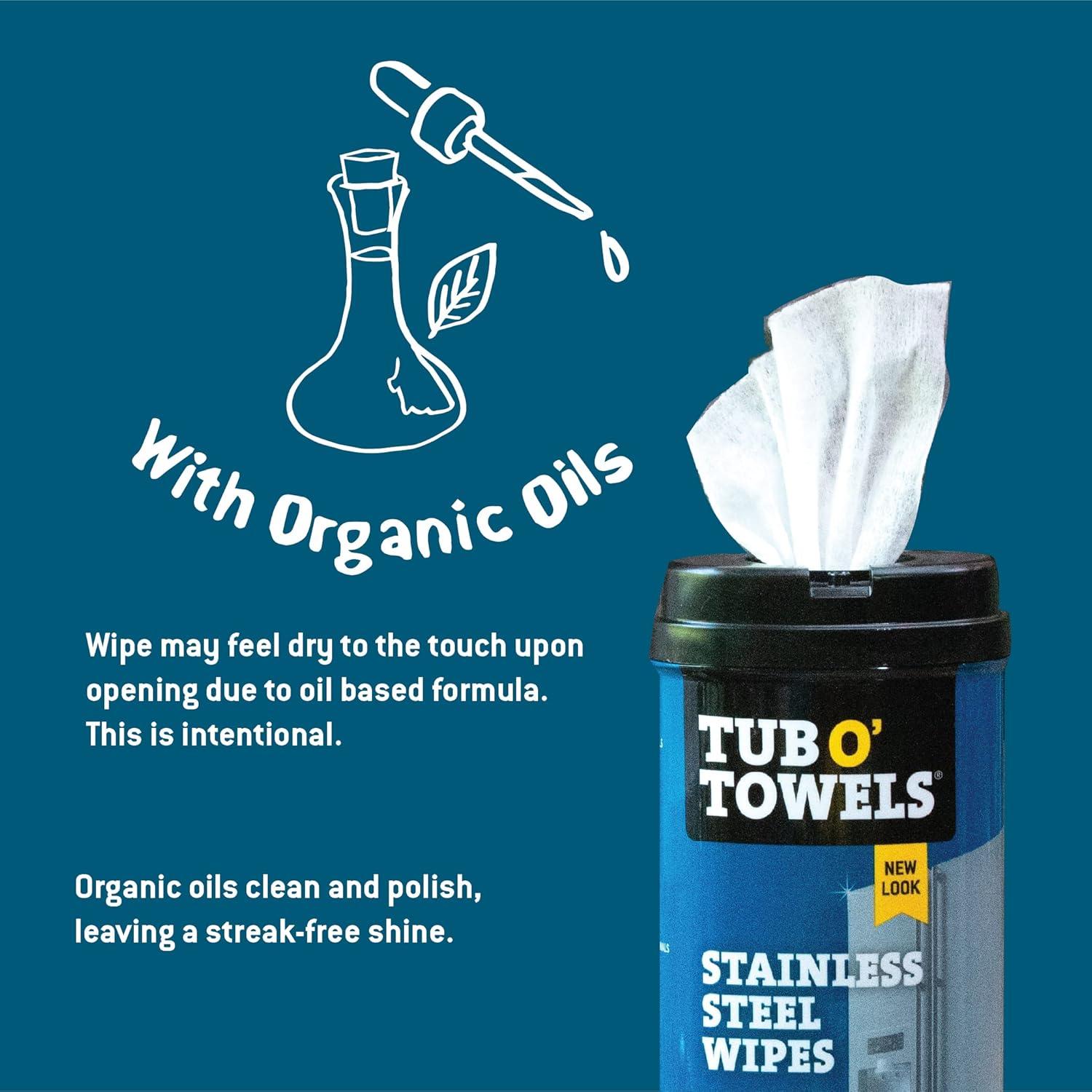 image:imageTub O Towels Heavy Duty Stainless Steel WipesWhite 40 Count TW40SS 1Pack1Pack Microfiber