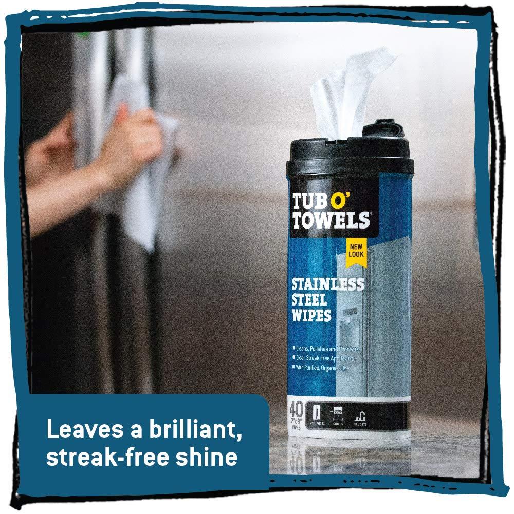 image:imageTub O Towels Heavy Duty Stainless Steel WipesWhite 40 Count TW40SS 1Pack4Pack