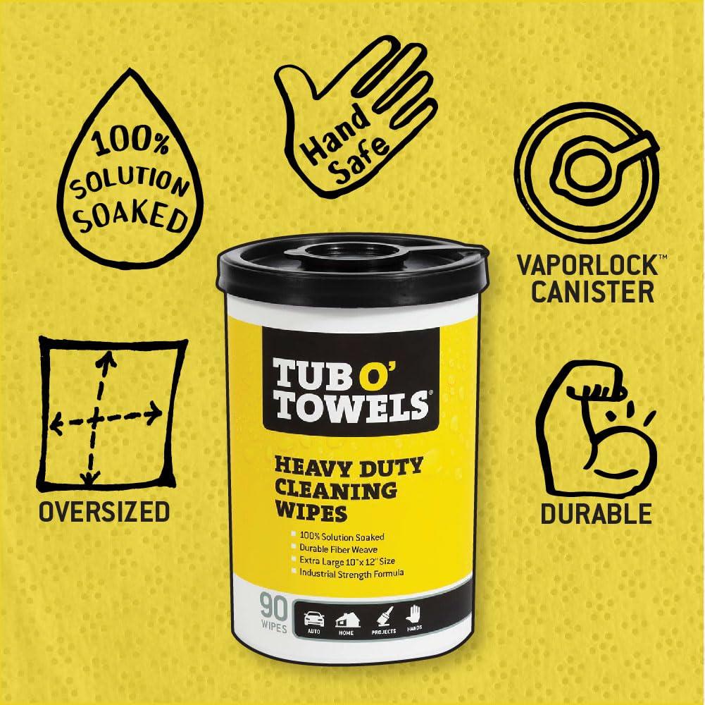 image:imageTub O Towels TW90 HeavyDuty 10 x 12 Size MultiSurface Cleaning Wipes 10 x 12 wipes Per Canister Pack of 1 90 Count Total