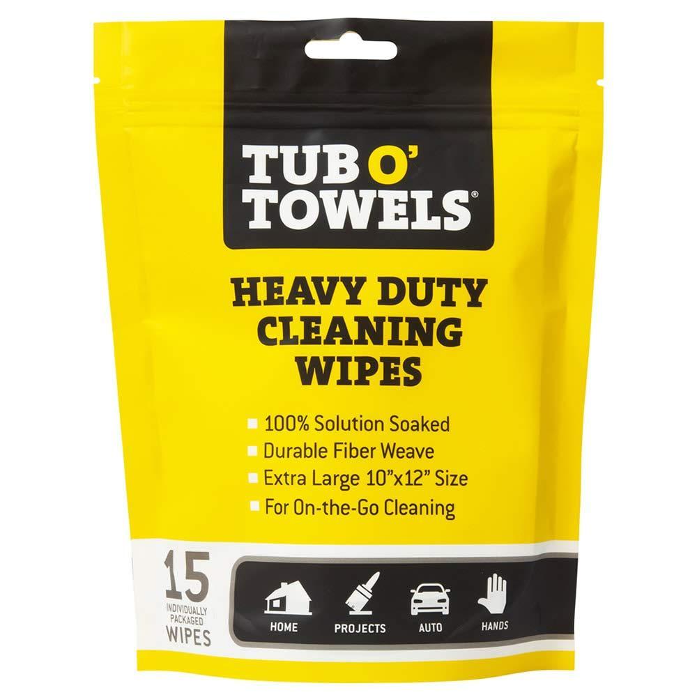 image:imageTub O Towels 15Pack Individually Wrapped Heavy Duty 10 x 12 Cleaning Wipes15 Individual 10 x 12 Wipes