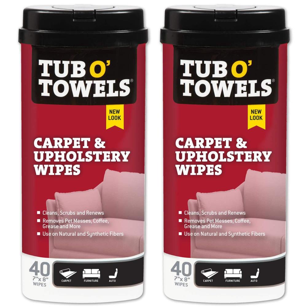 image:imageTub O Towels Carpet Rug and Upholstery Cleaning Wipes Extra Strength Stain Remover OdorFighting Power Safe on Natural amp Synthetic Fibers 407 x 8 Wipes Per Tub 2Pack Light Citrus Scent2Pack