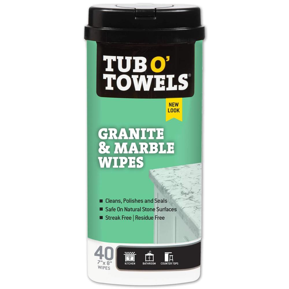 image:imageTub O Towels Granite Tile and Marble Cleaning Wipes Clean Polish and Seal 407 x 8 Wipes Per Tub 2Pack white TW40GR21Pack