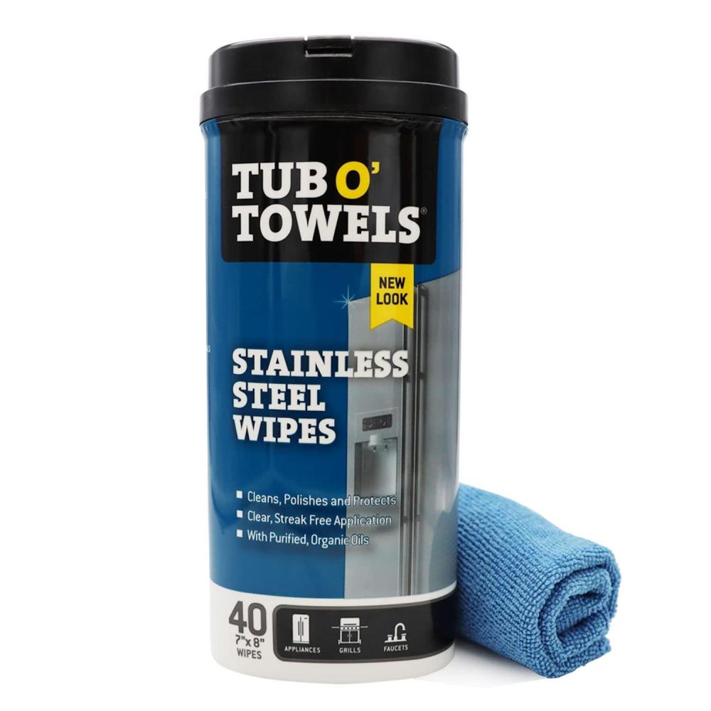 image:imageTub O Towels Heavy Duty Stainless Steel WipesWhite 40 Count TW40SS 1Pack1Pack Microfiber