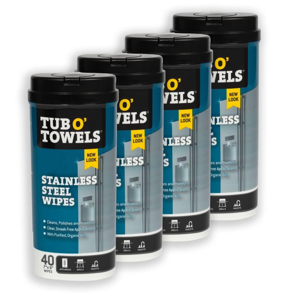 image:imageTub O Towels Heavy Duty Stainless Steel WipesWhite 40 Count TW40SS 1Pack4Pack