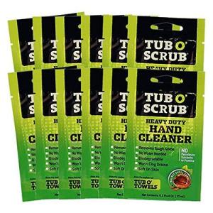 Tub O’ Scrub TS28 Heavy Duty Pumice-Free Hand Cleaner, Removes Tough Grime & Dirt Without Water, Biodegradable, 128oz (1 Gallon) Pump Jug(12 On The Go Packets)