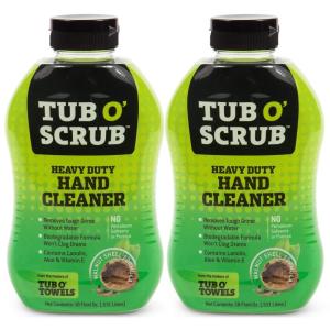 Tub O’ Scrub TS28 Heavy Duty Pumice-Free Hand Cleaner, Removes Tough Grime & Dirt Without Water, Biodegradable, 128oz (1 Gallon) Pump Jug(2-Pack 18 Ounce Squeeze Bottle)