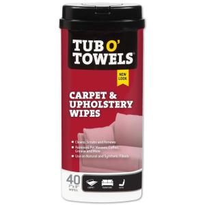 Tub O’ Towels Carpet, Rug, and Upholstery Cleaning Wipes – Extra Strength Stain Remover, Odor-Fighting Power, Safe on Natural & Synthetic Fibers, 40-7” x 8” Wipes Per Tub, 2-Pack, Light Citrus Scent(1-Pack)