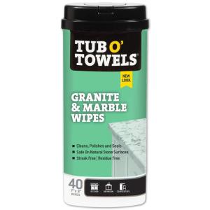 Tub O Towels Granite, Tile, and Marble Cleaning Wipes – Clean, Polish, and Seal, 40-7” x 8” Wipes Per Tub, 2-Pack, white (TW40-GR-2)(1-Pack)