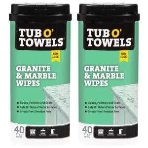 Tub O Towels Granite, Tile, and Marble Cleaning Wipes – Clean, Polish, and Seal, 40-7” x 8” Wipes Per Tub, 2-Pack, white (TW40-GR-2)(2-Pack)
