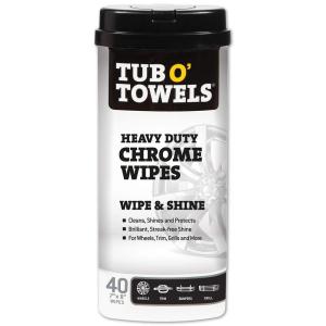 Tub O’ Towels Heavy Duty Chrome Wipes – Clean, Shine & Protect Chrome, Aluminum, Copper, and Brass Surfaces – Oil-Based Polishing Wipes – Resists Streaks & Fingerprints – 40 Count for Auto Detailing