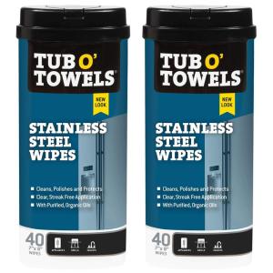 Tub O’ Towels Heavy Duty Stainless Steel Wipes,White , 40 Count – TW40-SS (1-Pack)(2-Pack)