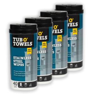 Tub O’ Towels Heavy Duty Stainless Steel Wipes,White , 40 Count – TW40-SS (1-Pack)(4-Pack)