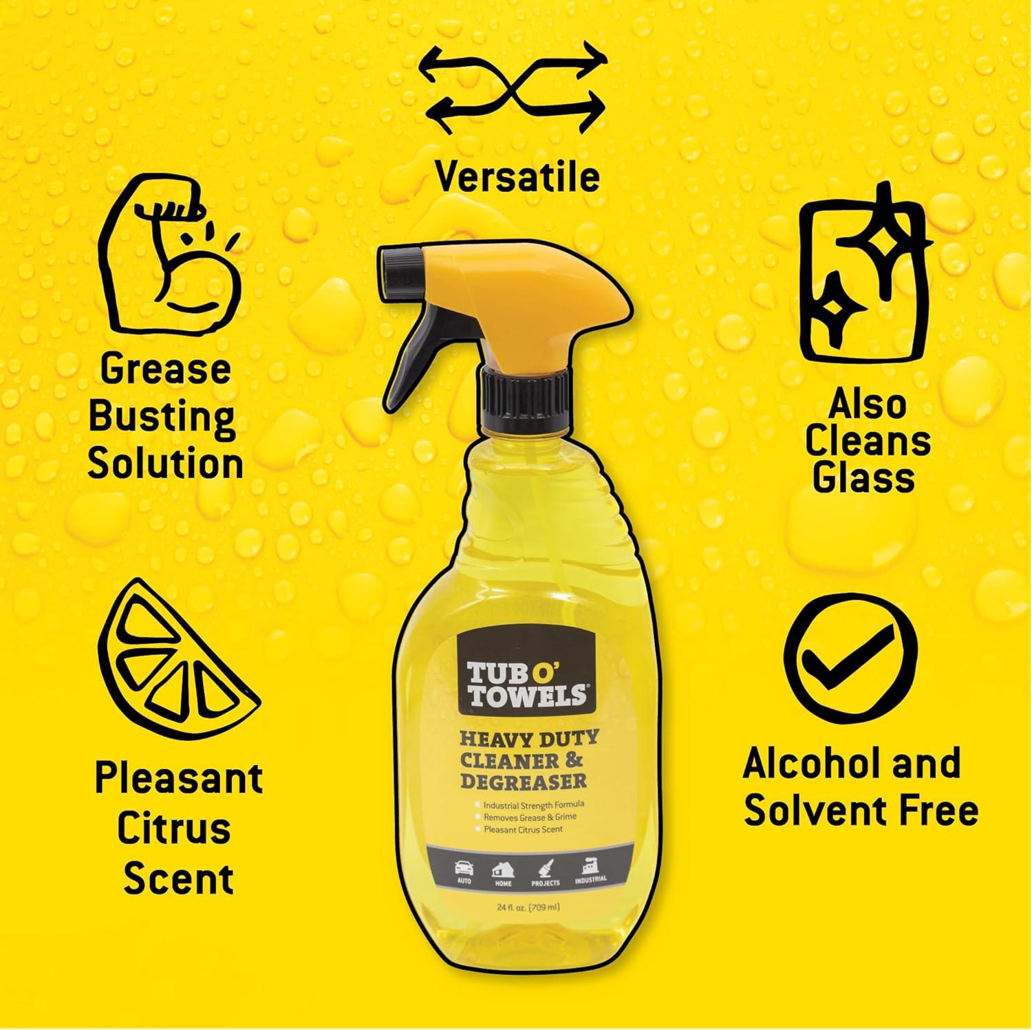 image:imageTub O Towels Heavy Duty Cleaner and Degreaser Spray Helps in Removing Oil Tar Paint Dirt Caulk Grease Grime Gunk Epoxies Industrial Strength Home amp Auto Made In USA Citrus Scent 24oz24 Fl Oz Pack of 12