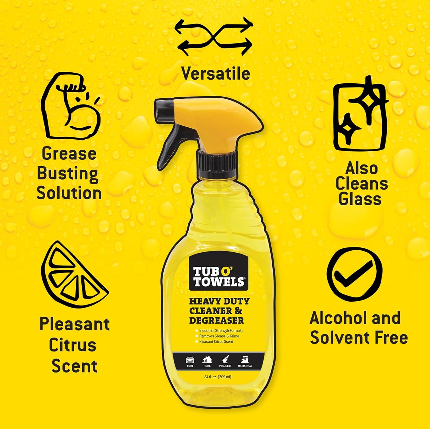 image:imageTub O Towels Heavy Duty Cleaner and Degreaser Spray Helps in Removing Oil Tar Paint Dirt Caulk Grease Grime Gunk Epoxies Industrial Strength Home amp Auto Made In USA Citrus Scent 24oz24 Fl Oz Pack of 2