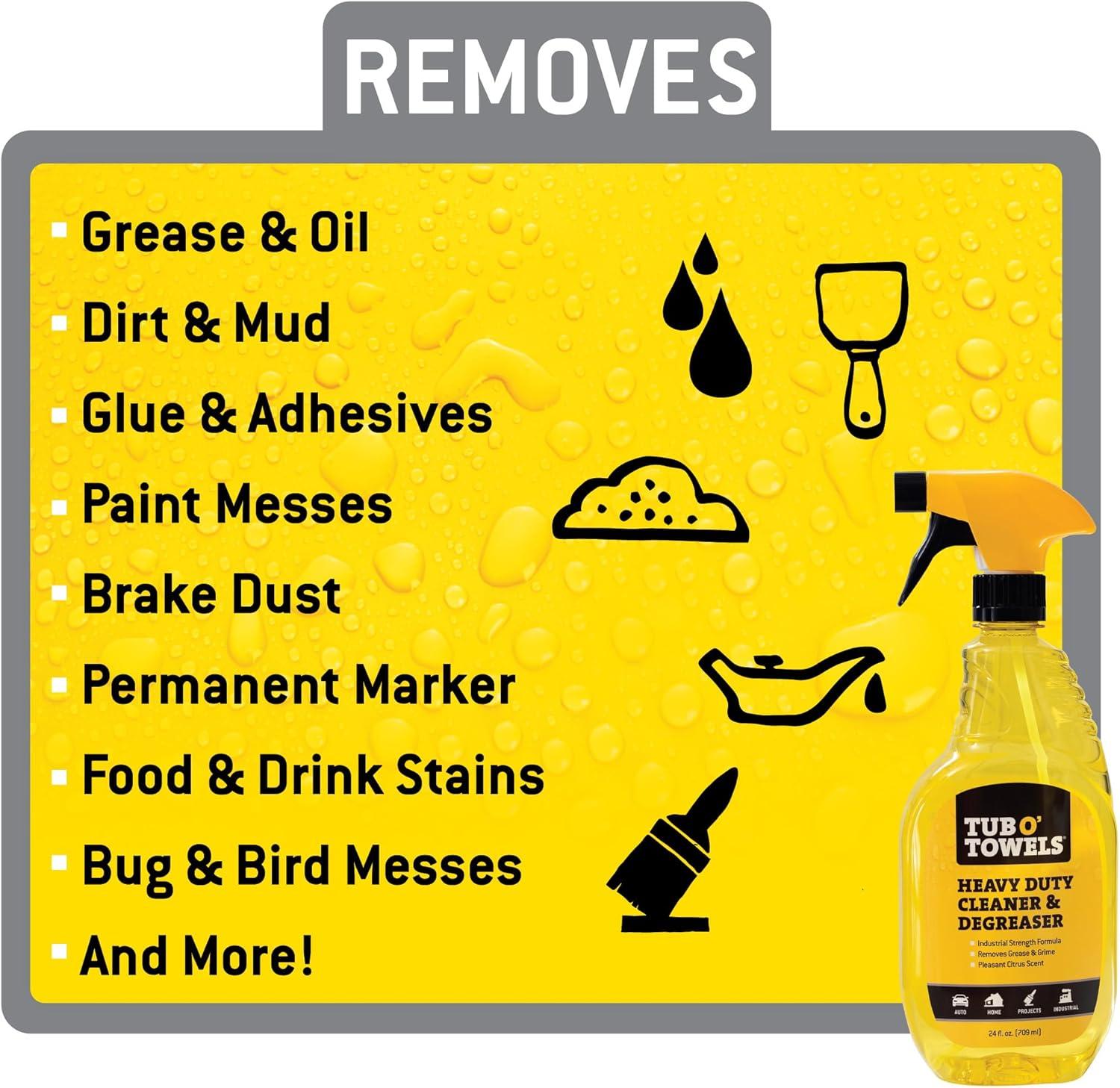 image:imageTub O Towels Heavy Duty Cleaner and Degreaser Spray Helps in Removing Oil Tar Paint Dirt Caulk Grease Grime Gunk Epoxies Industrial Strength Home amp Auto Made In USA Citrus Scent 24oz128 Fl Oz Pack of 1