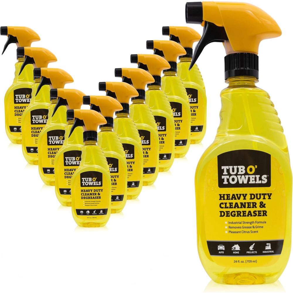 image:imageTub O Towels Heavy Duty Cleaner and Degreaser Spray Helps in Removing Oil Tar Paint Dirt Caulk Grease Grime Gunk Epoxies Industrial Strength Home amp Auto Made In USA Citrus Scent 24oz24 Fl Oz Pack of 12