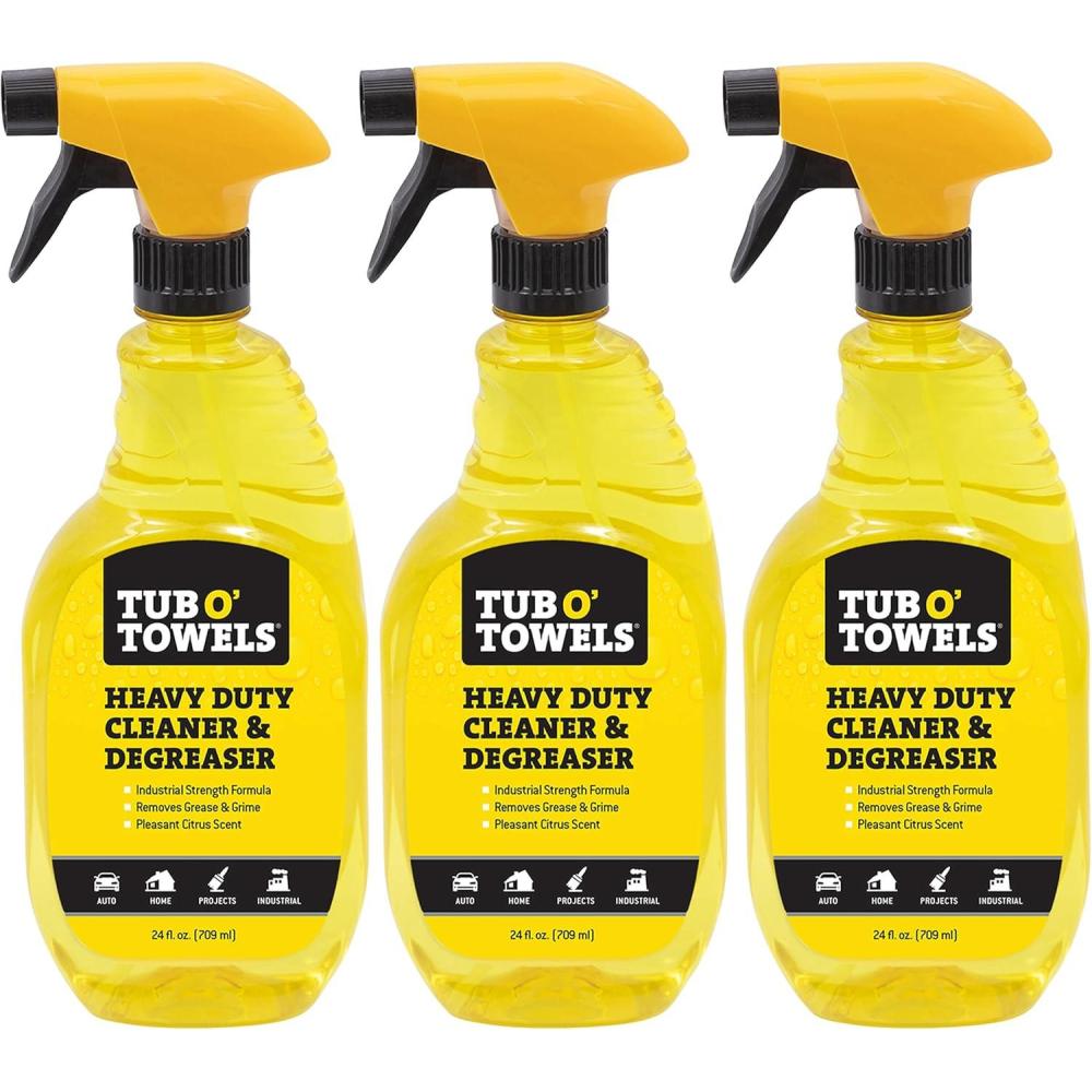 image:imageTub O Towels Heavy Duty Cleaner and Degreaser Spray Helps in Removing Oil Tar Paint Dirt Caulk Grease Grime Gunk Epoxies Industrial Strength Home amp Auto Made In USA Citrus Scent 24oz24 Fl Oz Pack of 3