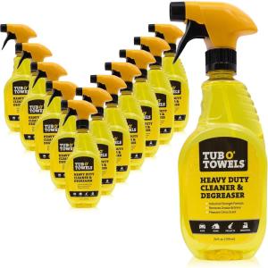 Tub O’ Towels Heavy Duty Cleaner and Degreaser Spray Helps in Removing Oil Tar Paint Dirt Caulk Grease Grime Gunk Epoxies, Industrial Strength, Home & Auto, Made In USA, Citrus Scent, 24oz(24 Fl Oz (Pack of 12))