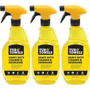 Tub O’ Towels Heavy Duty Cleaner and Degreaser Spray Helps in Removing Oil Tar Paint Dirt Caulk Grease Grime Gunk Epoxies, Industrial Strength, Home & Auto, Made In USA, Citrus Scent, 24oz(24 Fl Oz (Pack of 3))