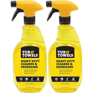 Tub O’ Towels Heavy Duty Cleaner and Degreaser Spray Helps in Removing Oil Tar Paint Dirt Caulk Grease Grime Gunk Epoxies, Industrial Strength, Home & Auto, Made In USA, Citrus Scent, 24oz(24 Fl Oz (Pack of 2))